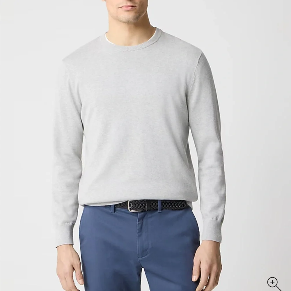 J. Crew Mens Cotton Crewneck Sweater Tee Heather Gray Large